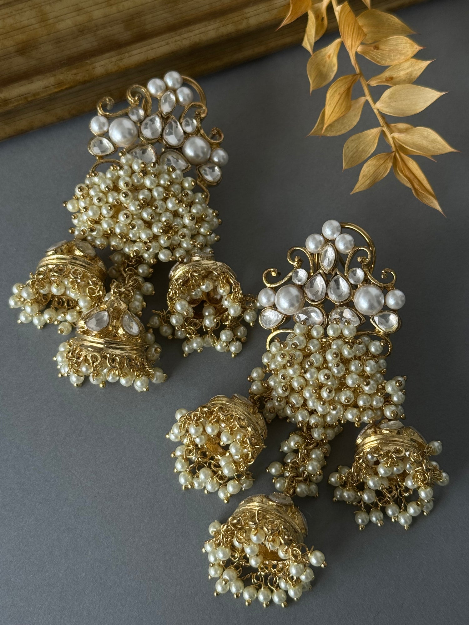 Cluster Jhumki Pearl Earrings