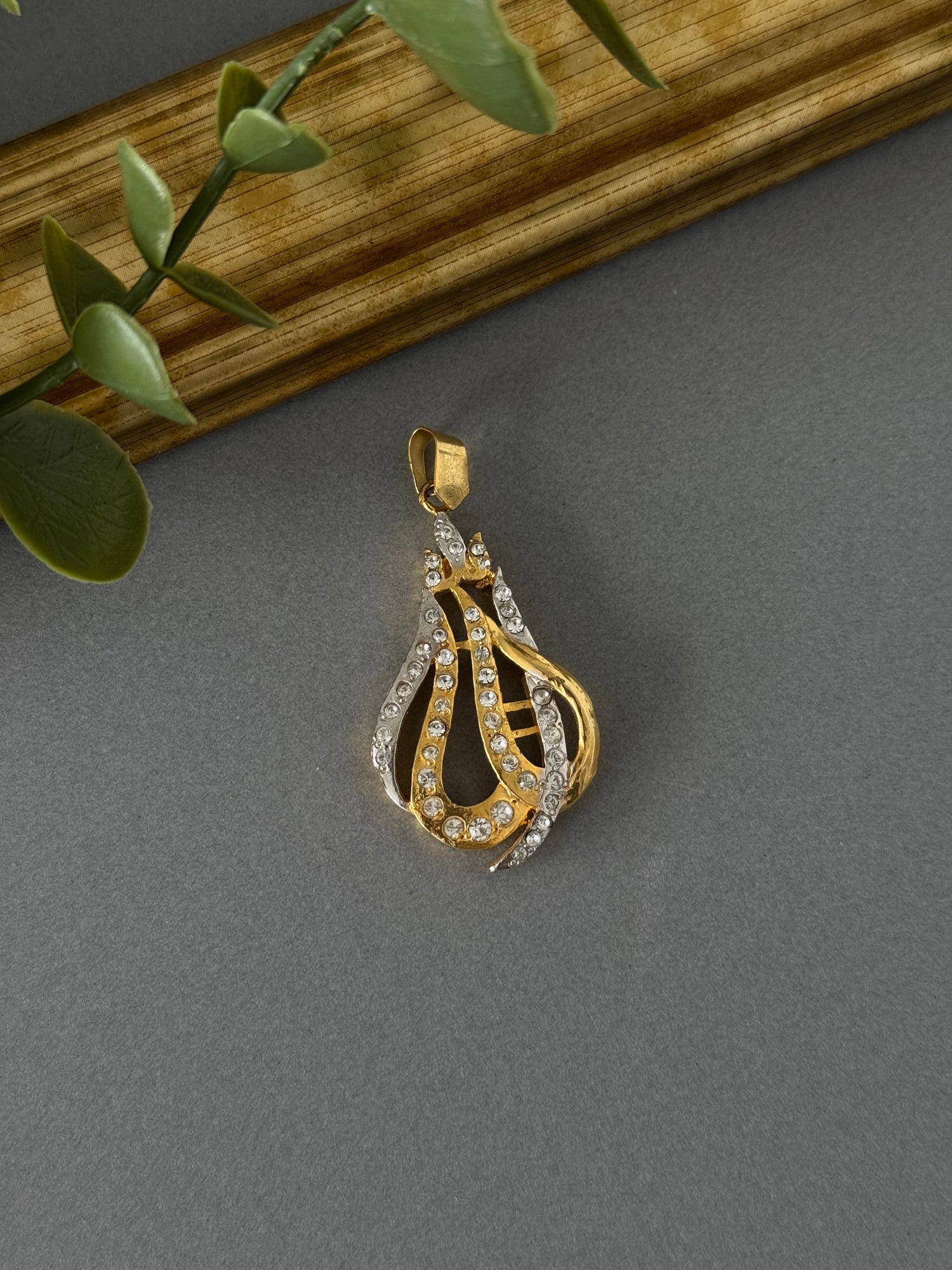 Allah Pendant - 2 Tone Zircon