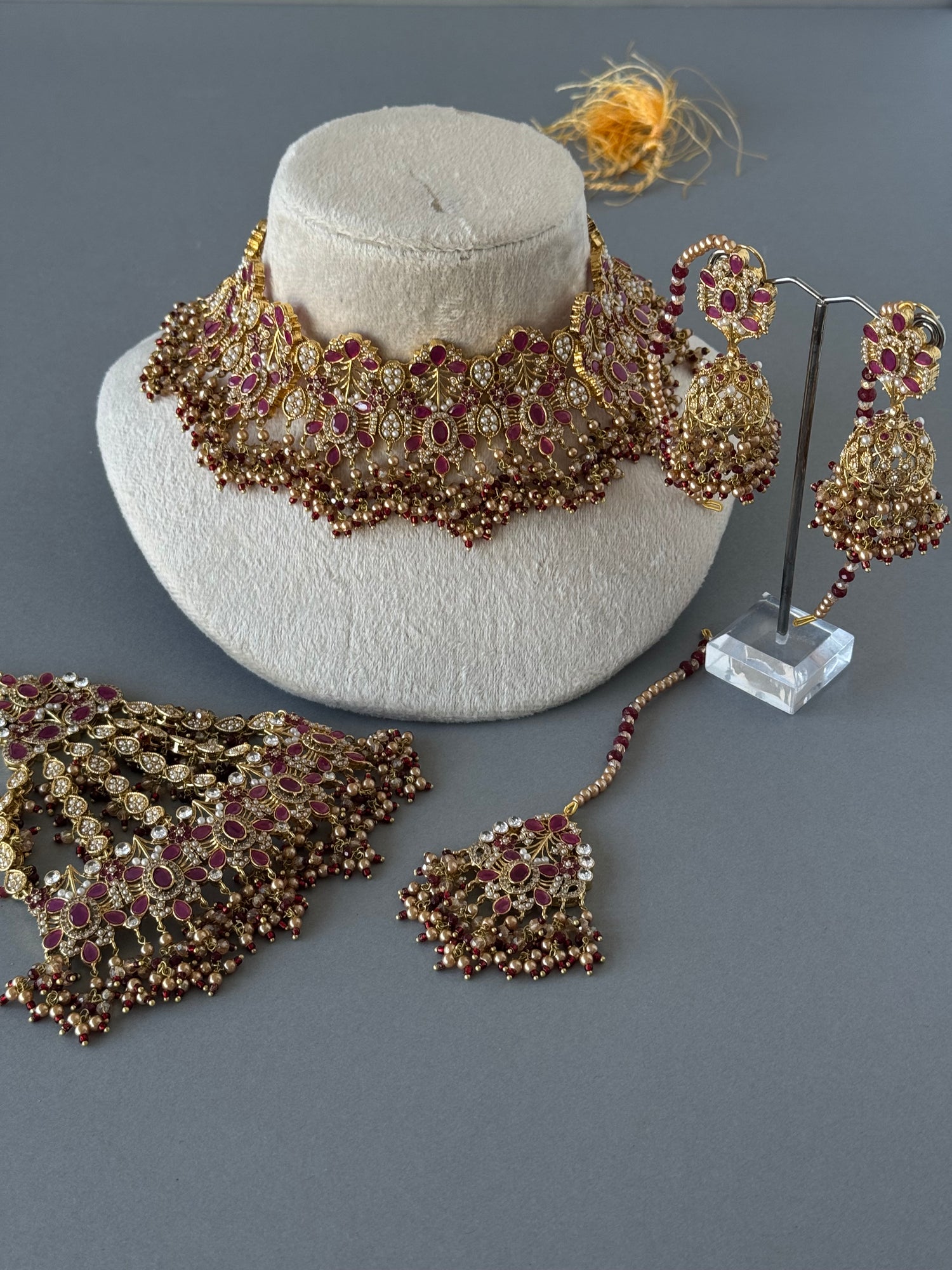 Jadau Ruby Champagne Bridal set