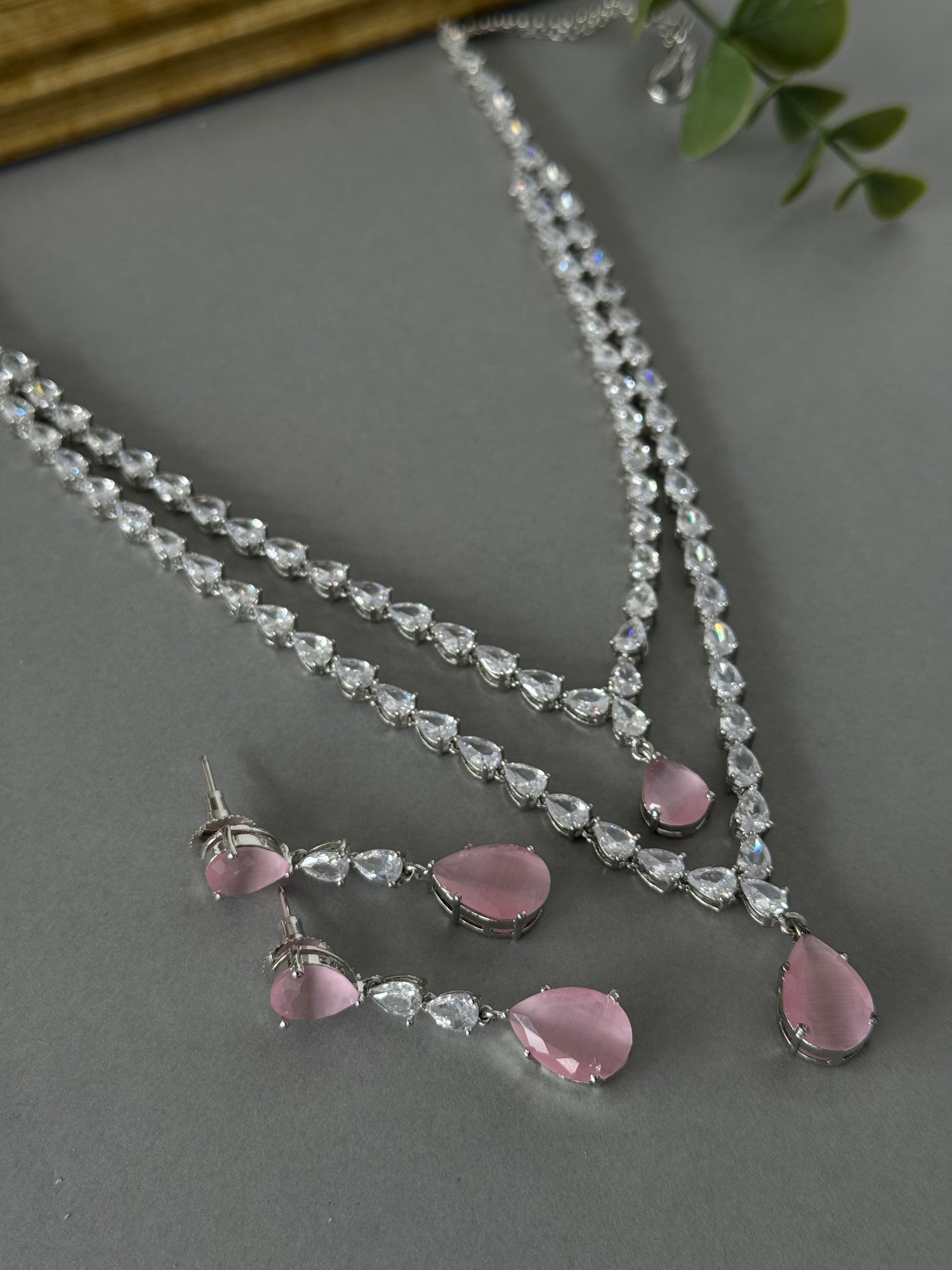 Double Drop Diamond Set - Pink