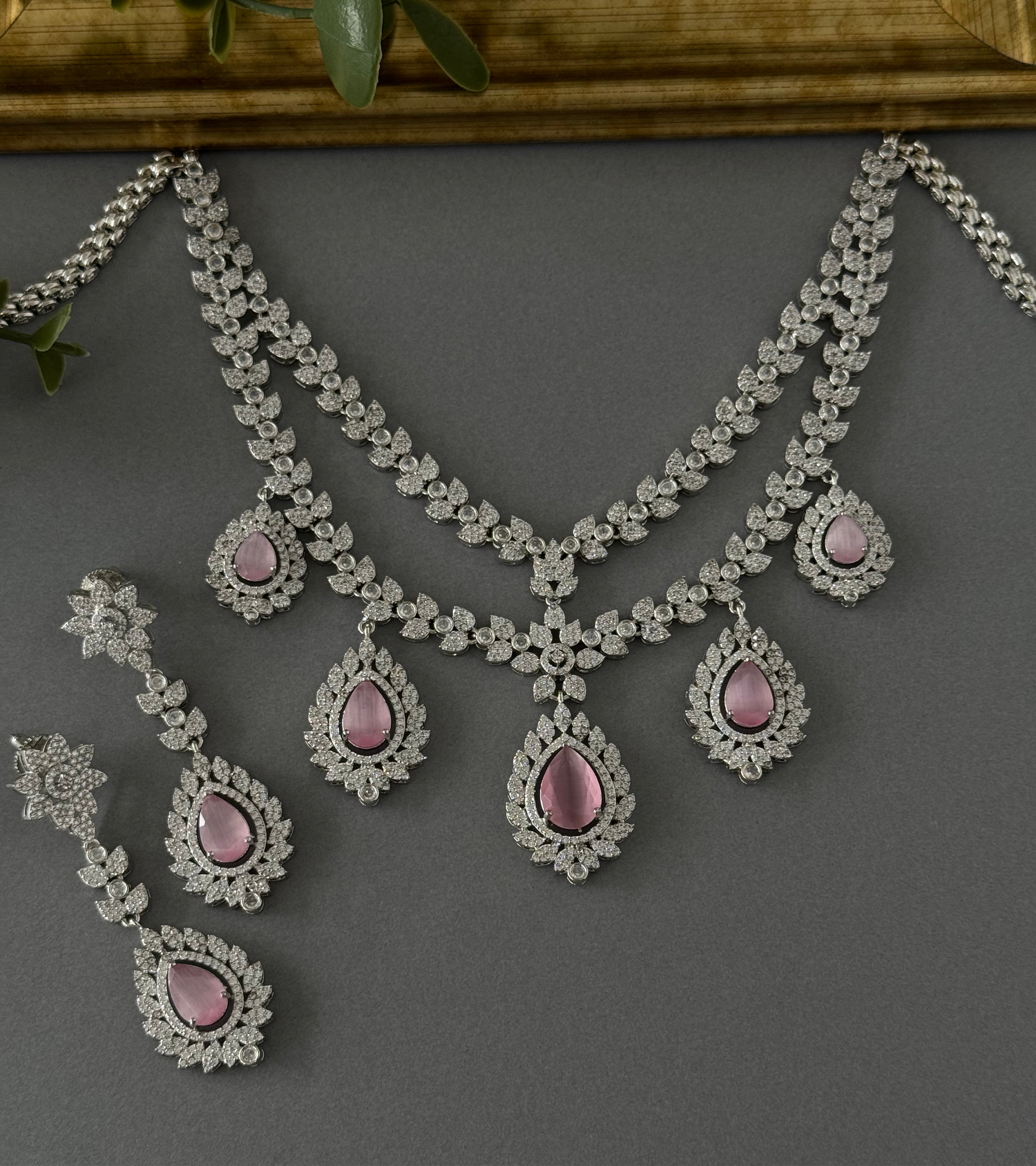 Tear Drop Silver Pink