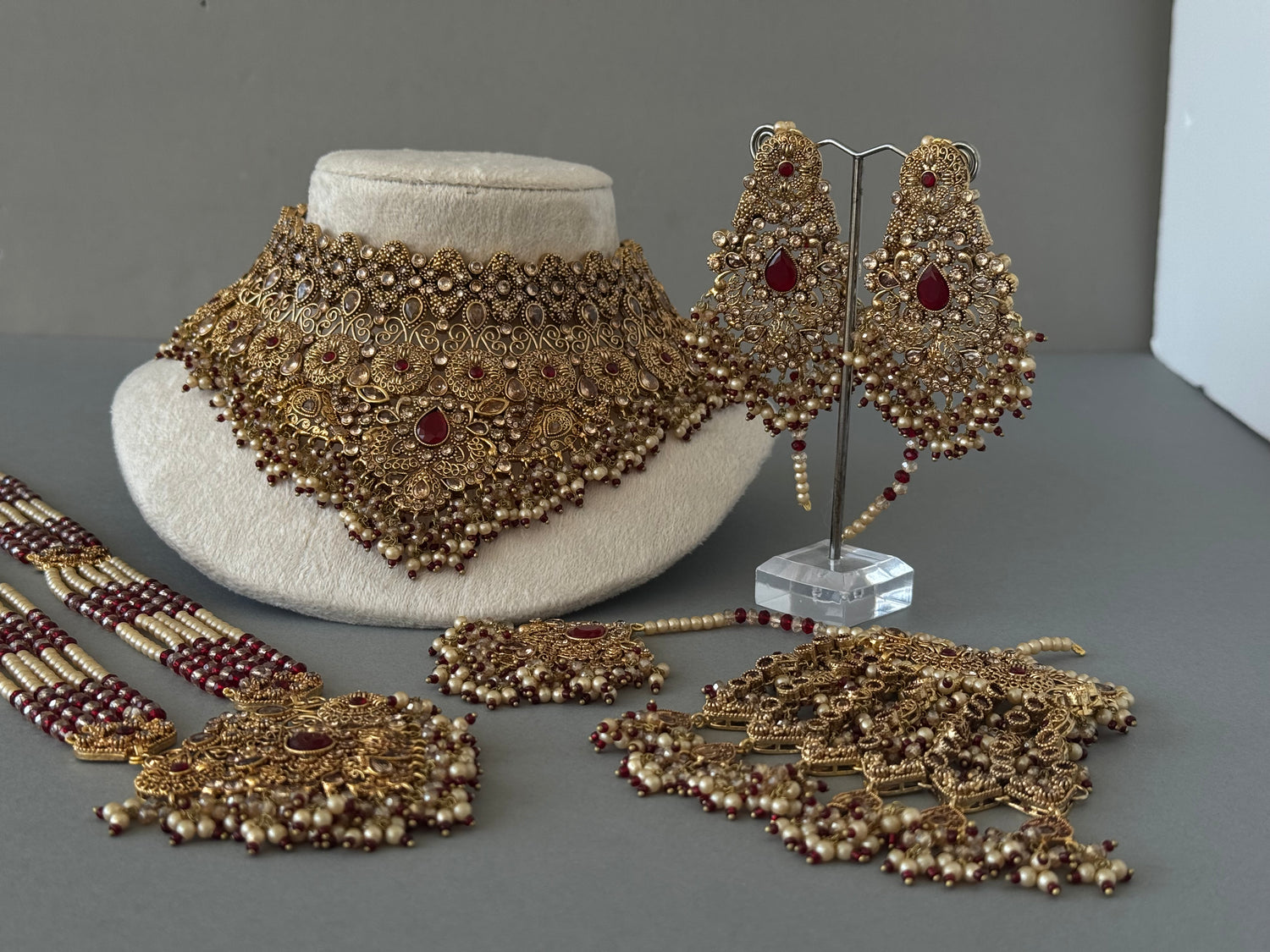 Champagne Red Bridal Set