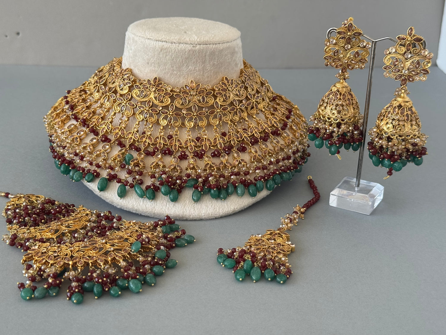 Cutwork Bridal - Ruby Green Onyx