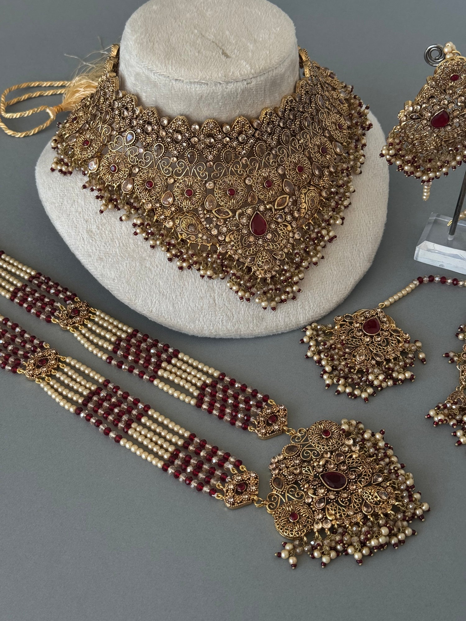 Champagne Red Bridal Set