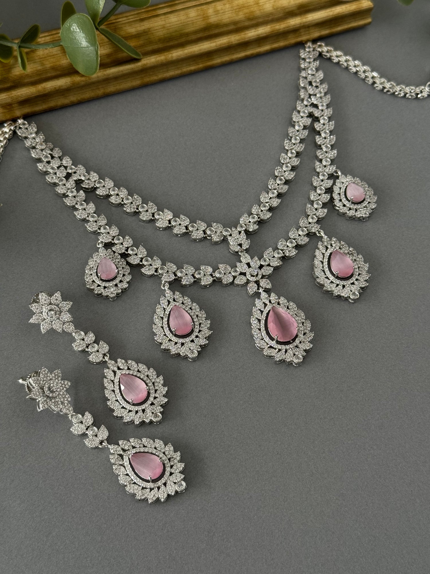 Tear Drop Silver Pink