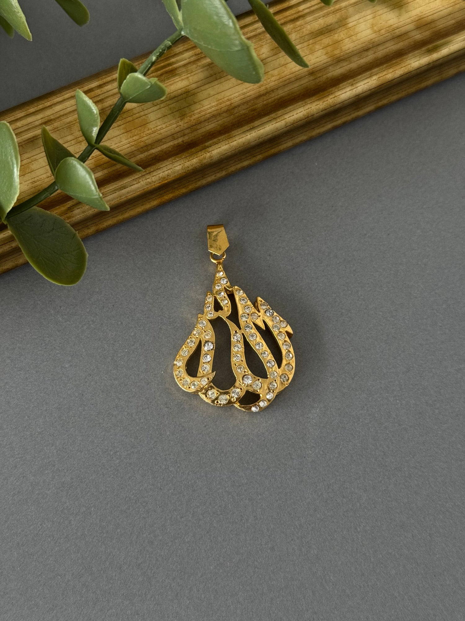 Allah Pendant - Gold Zircon