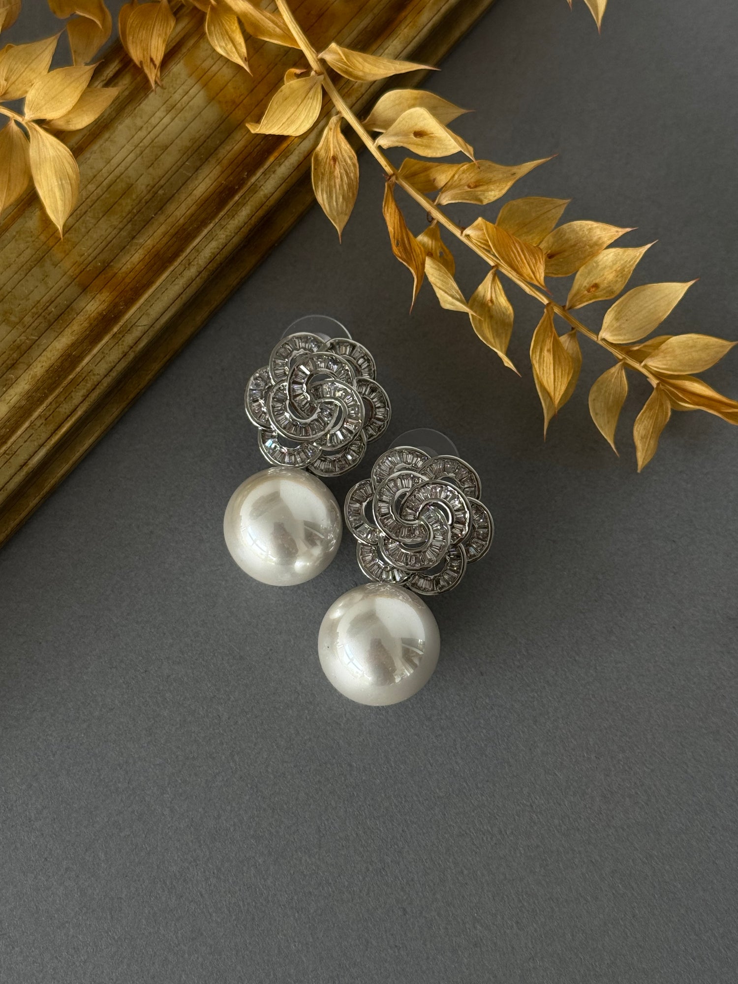 Eid Edit - Silver Rose Pearl Drop