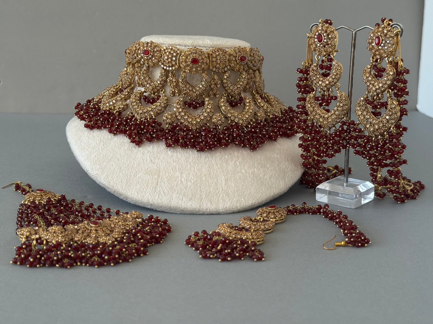 Dark Red Bridal Set