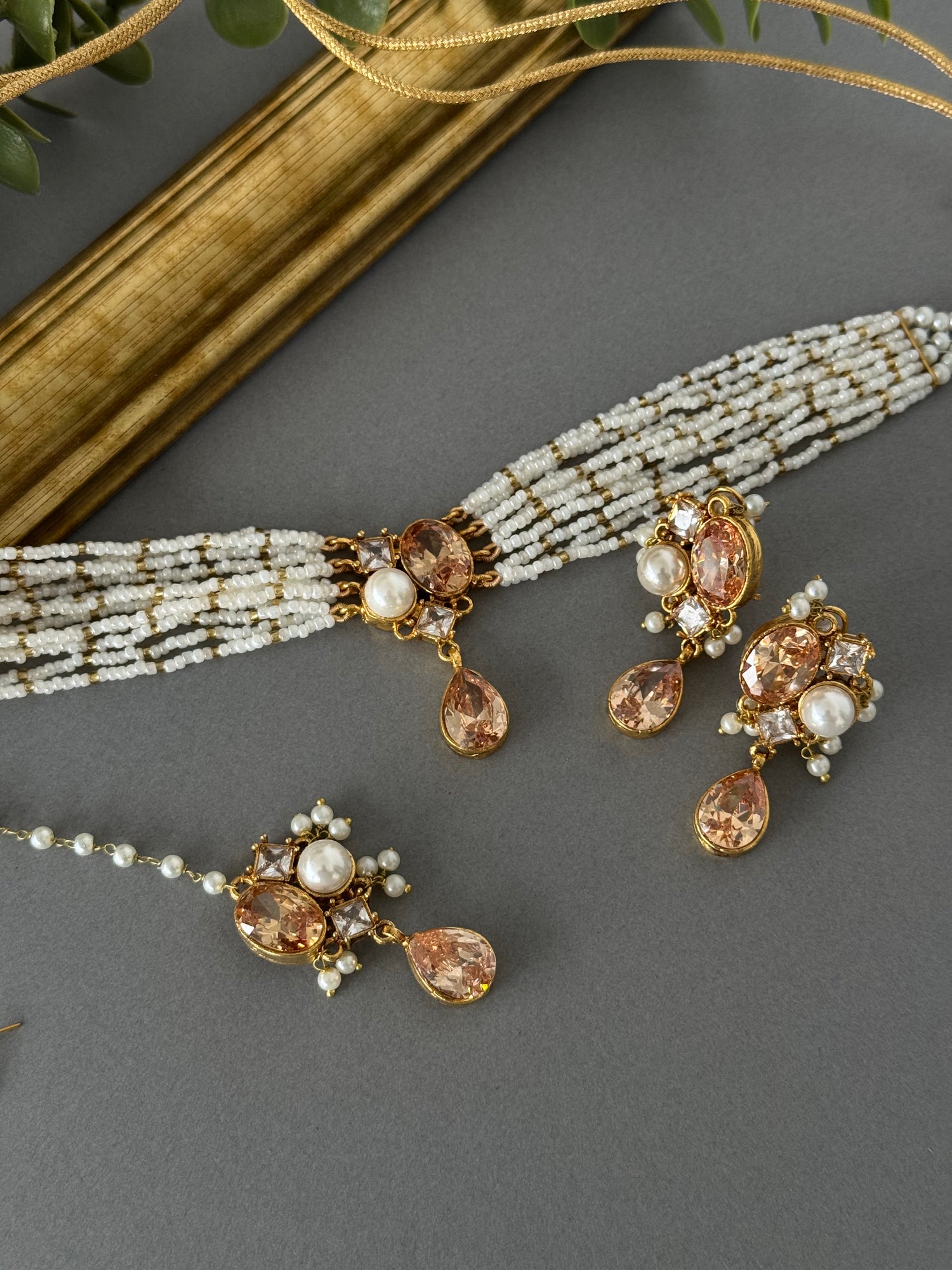 Champagne Pearl Choker Set