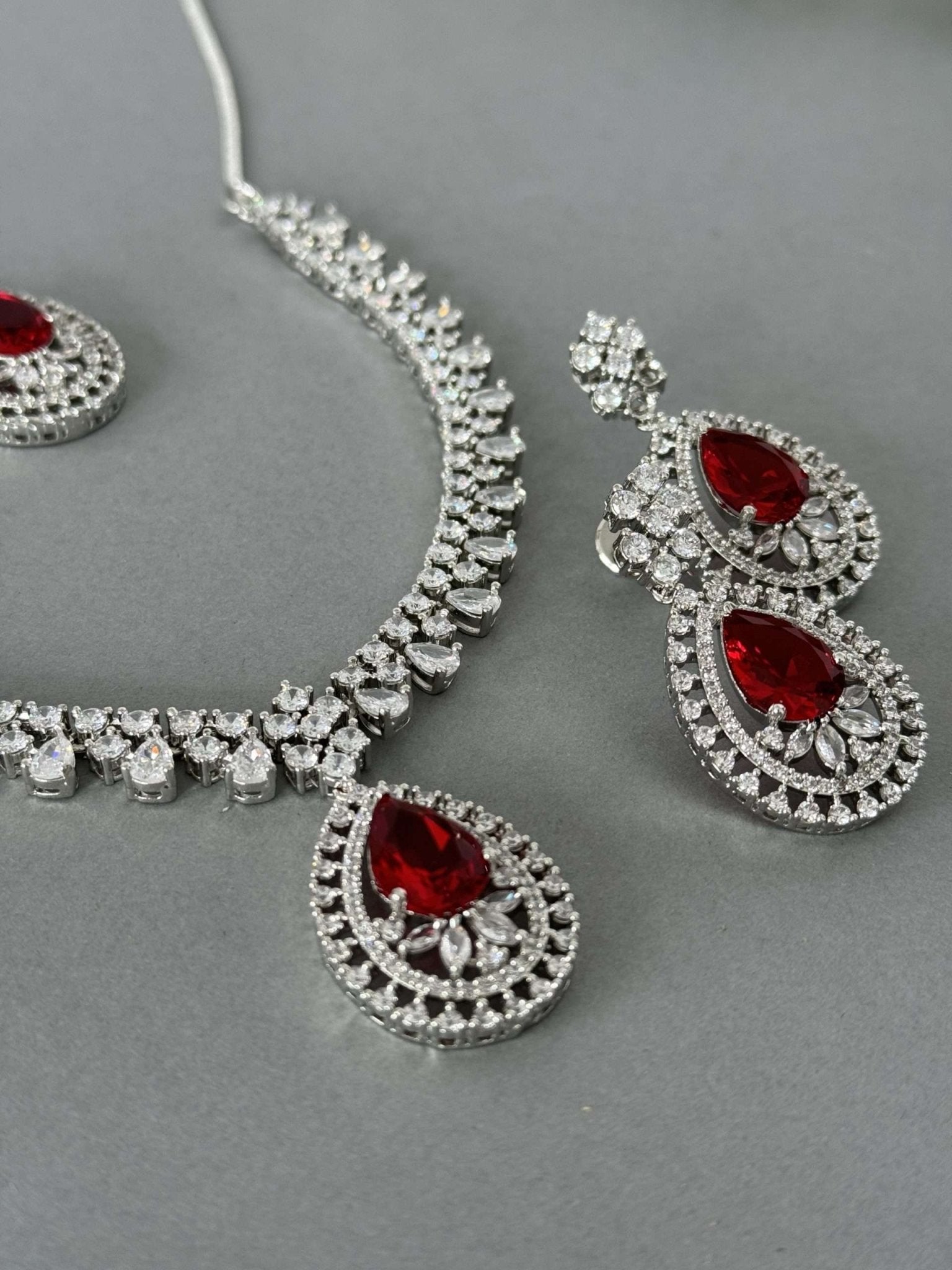 Aniya Pear Drop Necklace – Ruby - nk collection