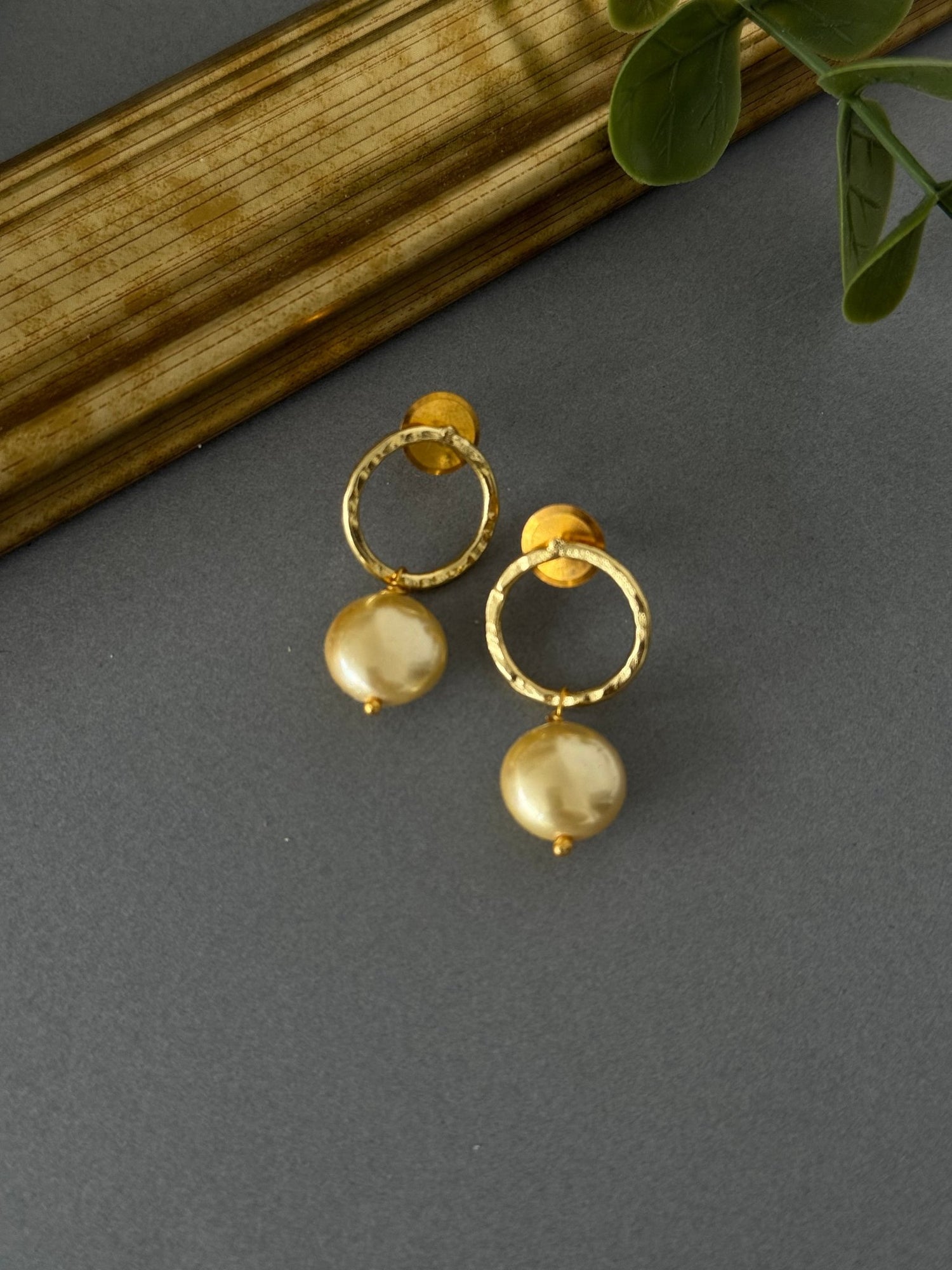 Baroque Pearl Hoop Drop - Champagne - nk collection