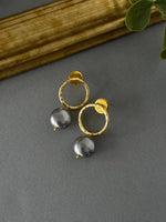 Baroque Pearl Hoop Drop - Grey - nk collection