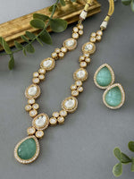 Carved Stone Necklace Set – Mint - nk collection