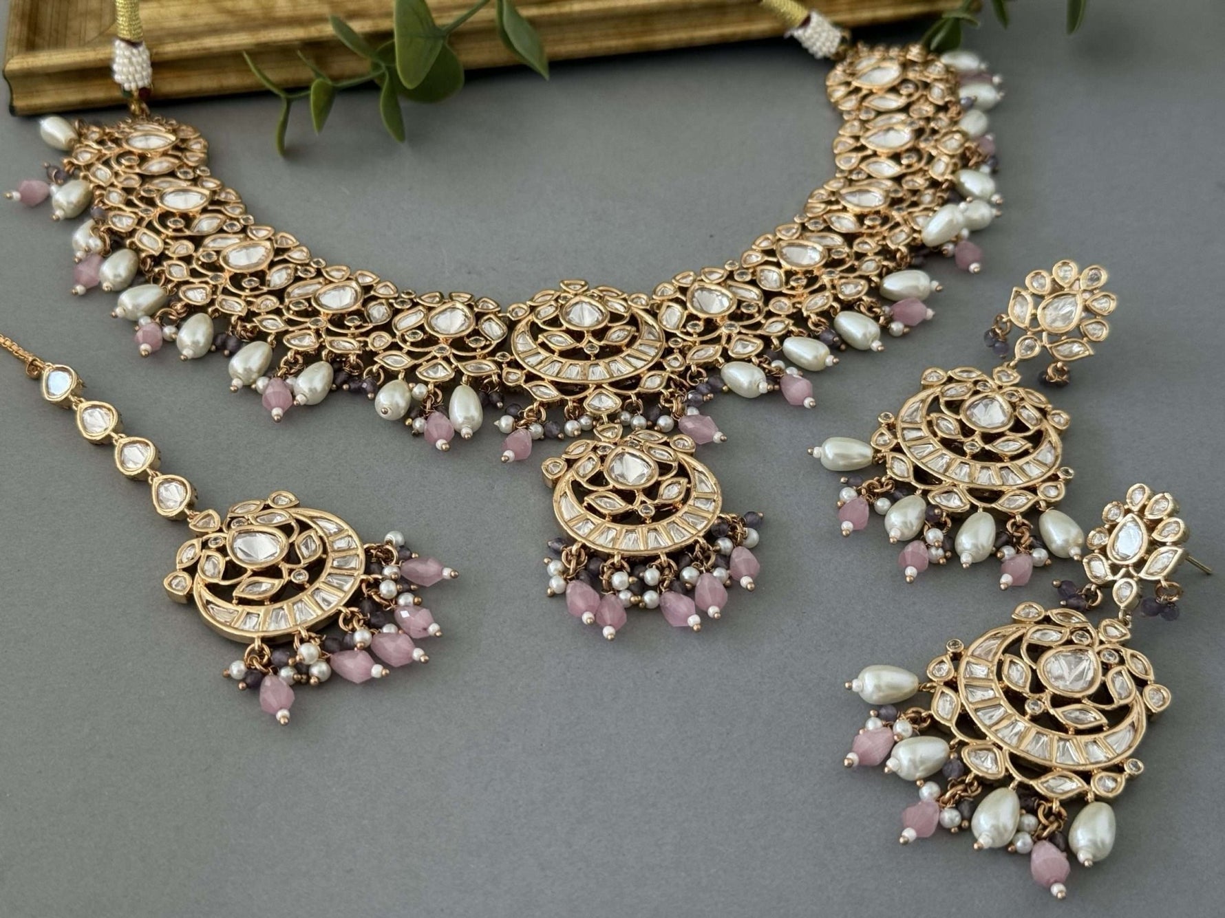 Chaand Necklace Set – Pretty Pinks - nk collection
