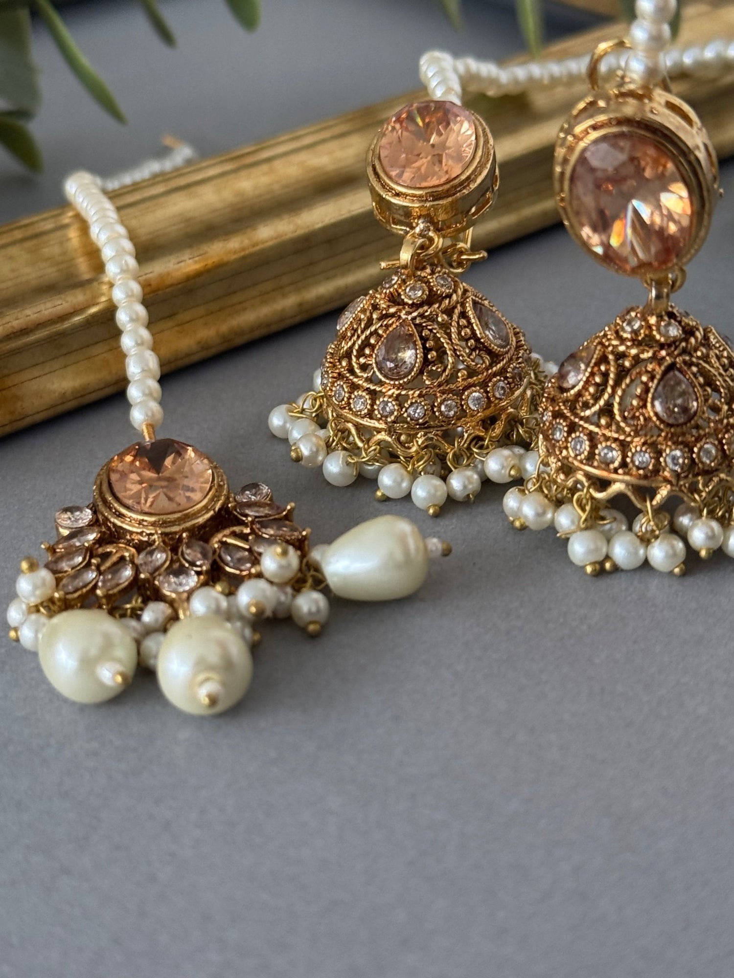 Champagne Jhumki Set - nk collection