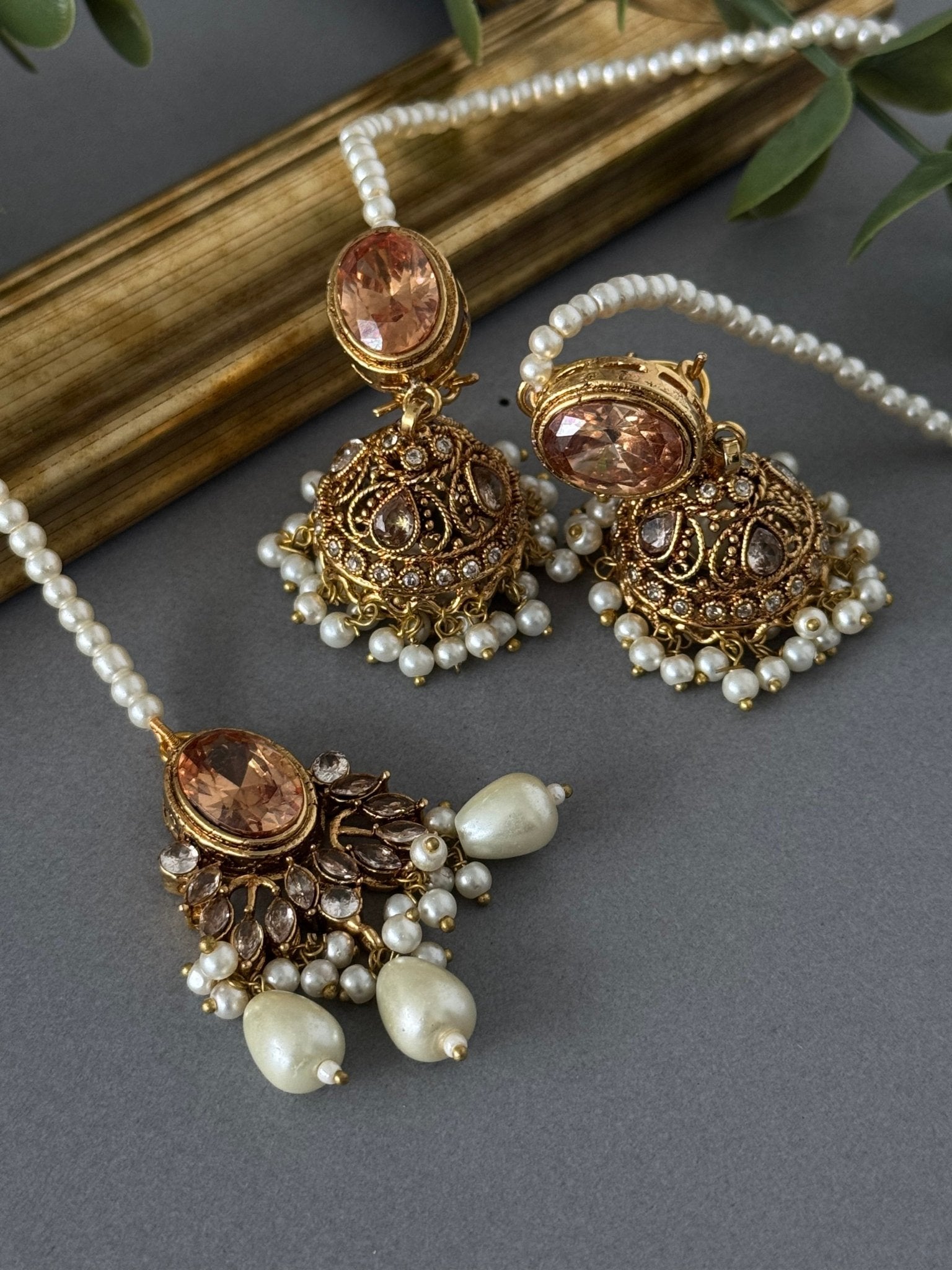 Champagne Jhumki Set - nk collection