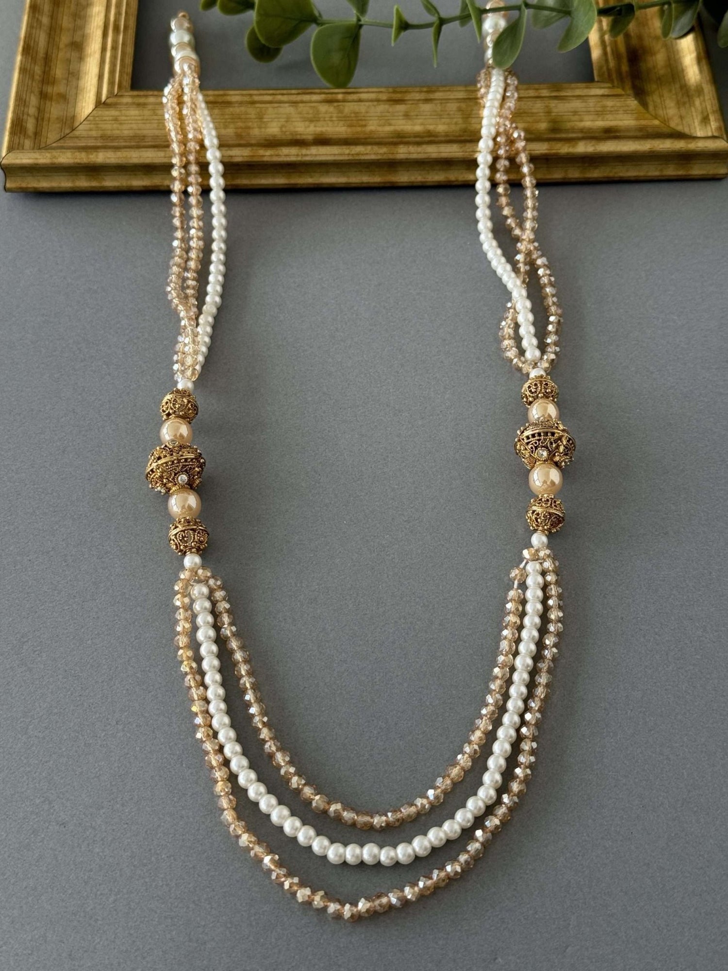Champagne Long Necklace - nk collection