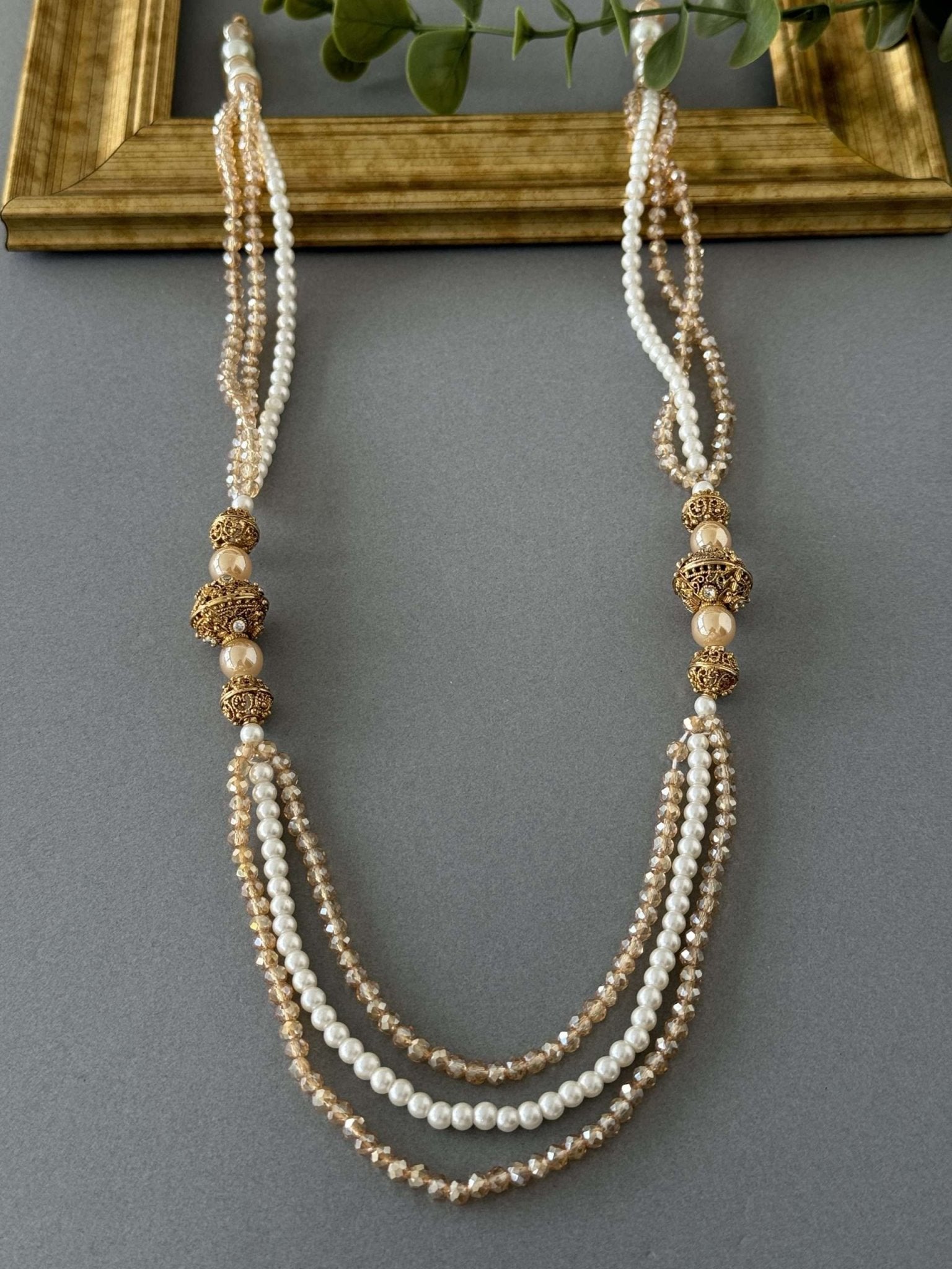 Champagne Long Necklace - nk collection