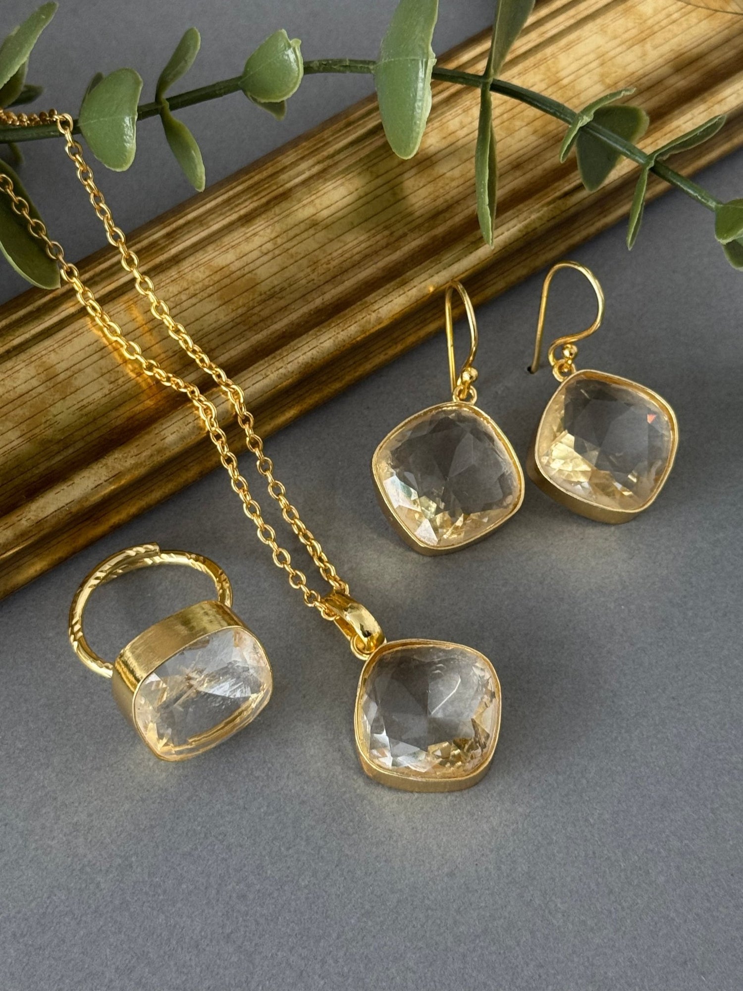 Clear Quartz Pendant Set - nk collection