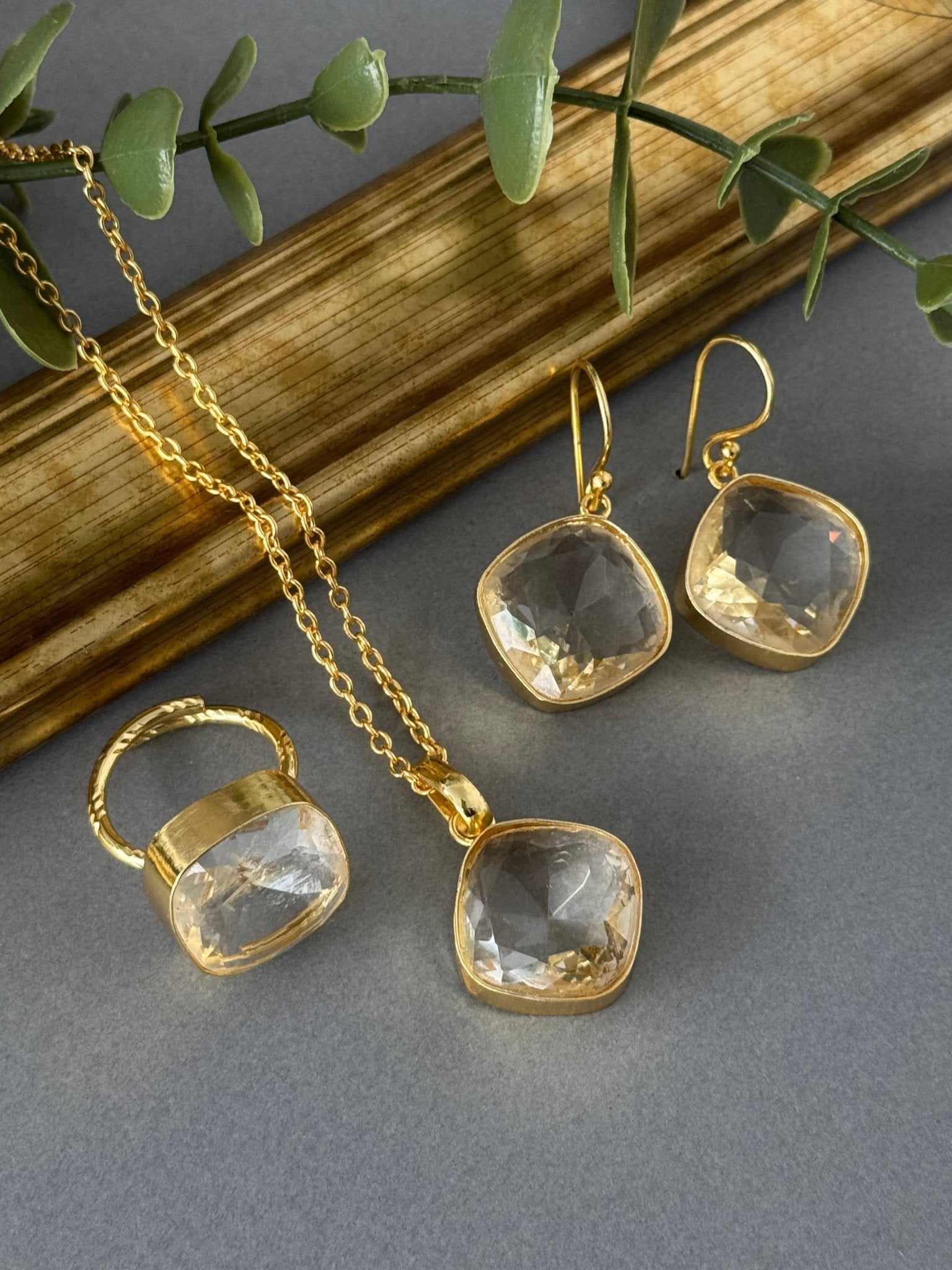 Clear Quartz Pendant Set - nk collection