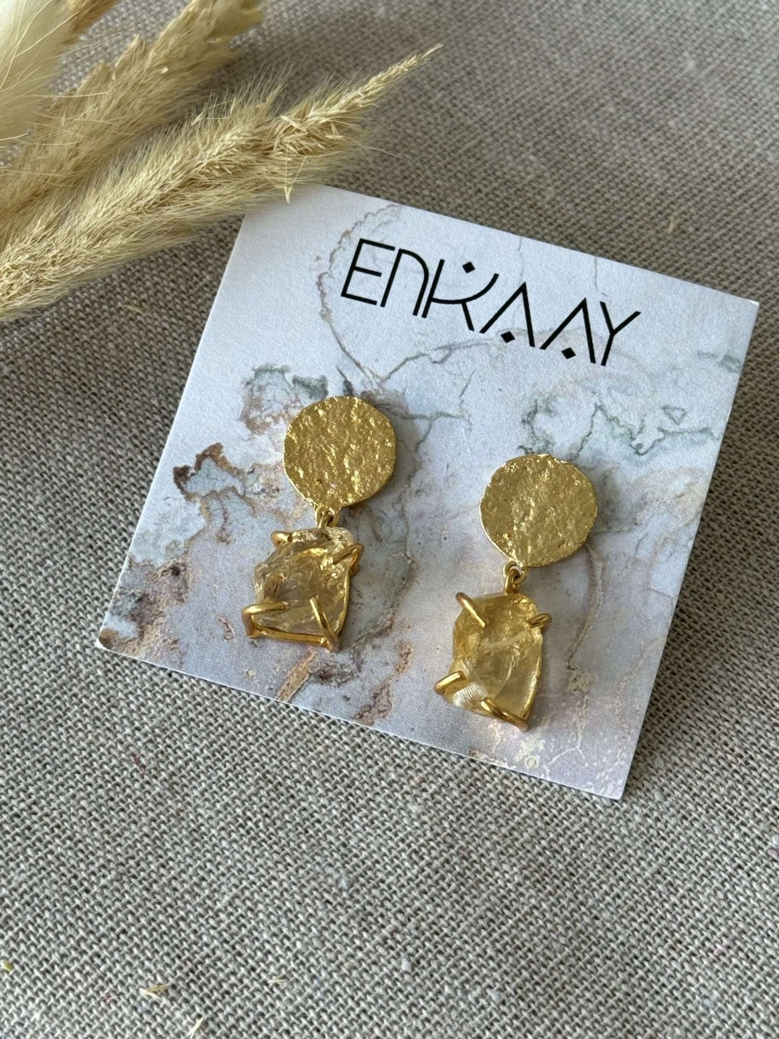 Coin Drop Gem Earrings – Citrine - nk collection
