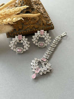 Cz Pink Tikka Set - nk collection