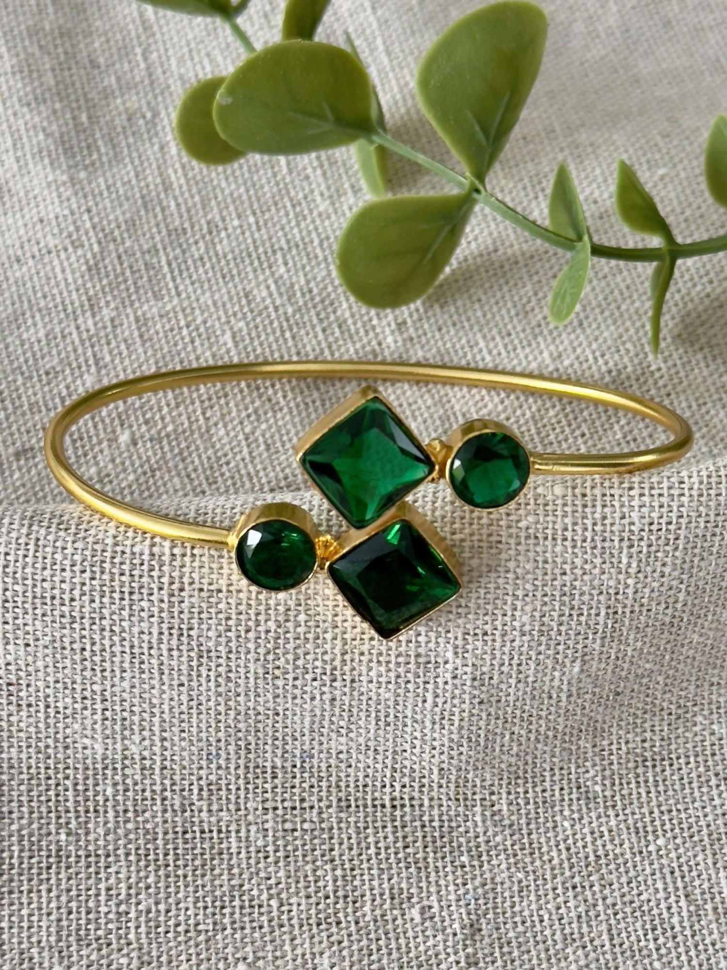 Diamond AD Bangle – Emerald Green - nk collection
