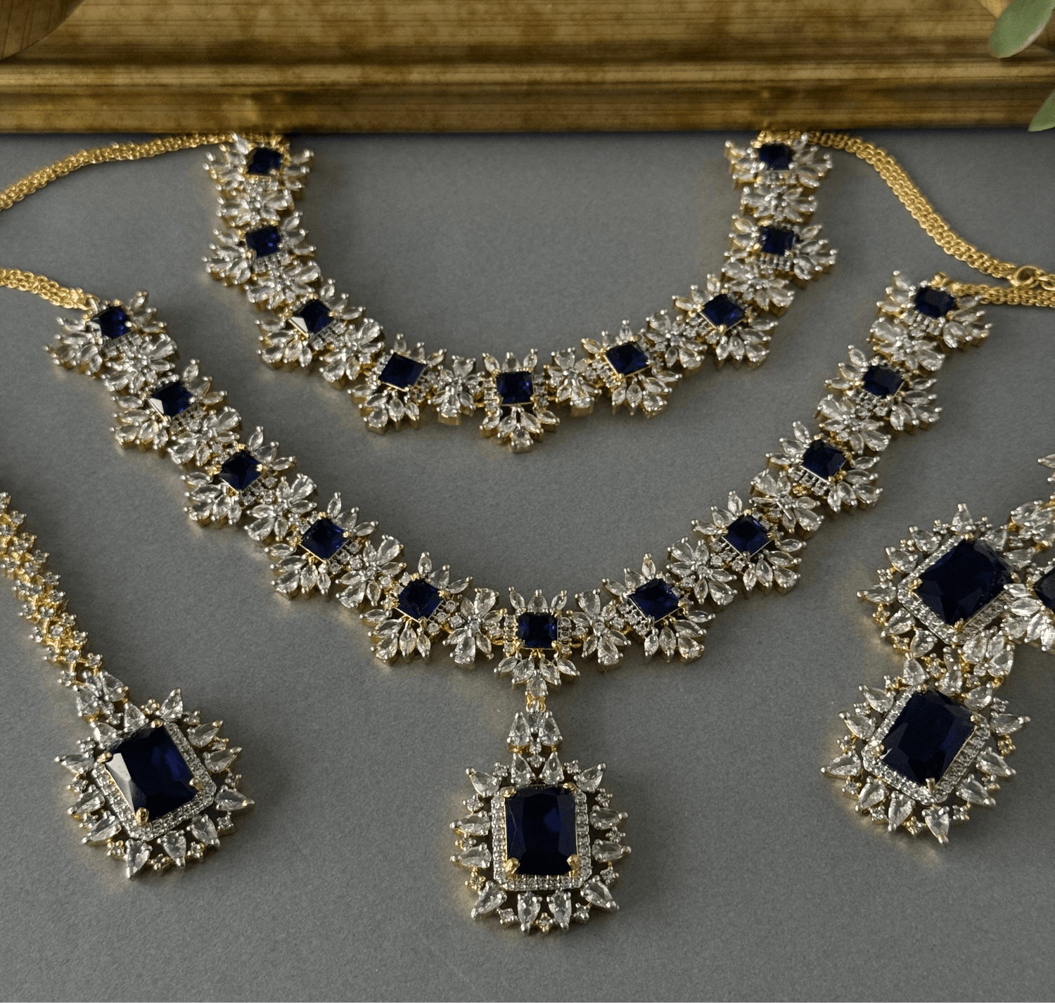 Double Diamond Set - Two Tone Sapphire - nk collection