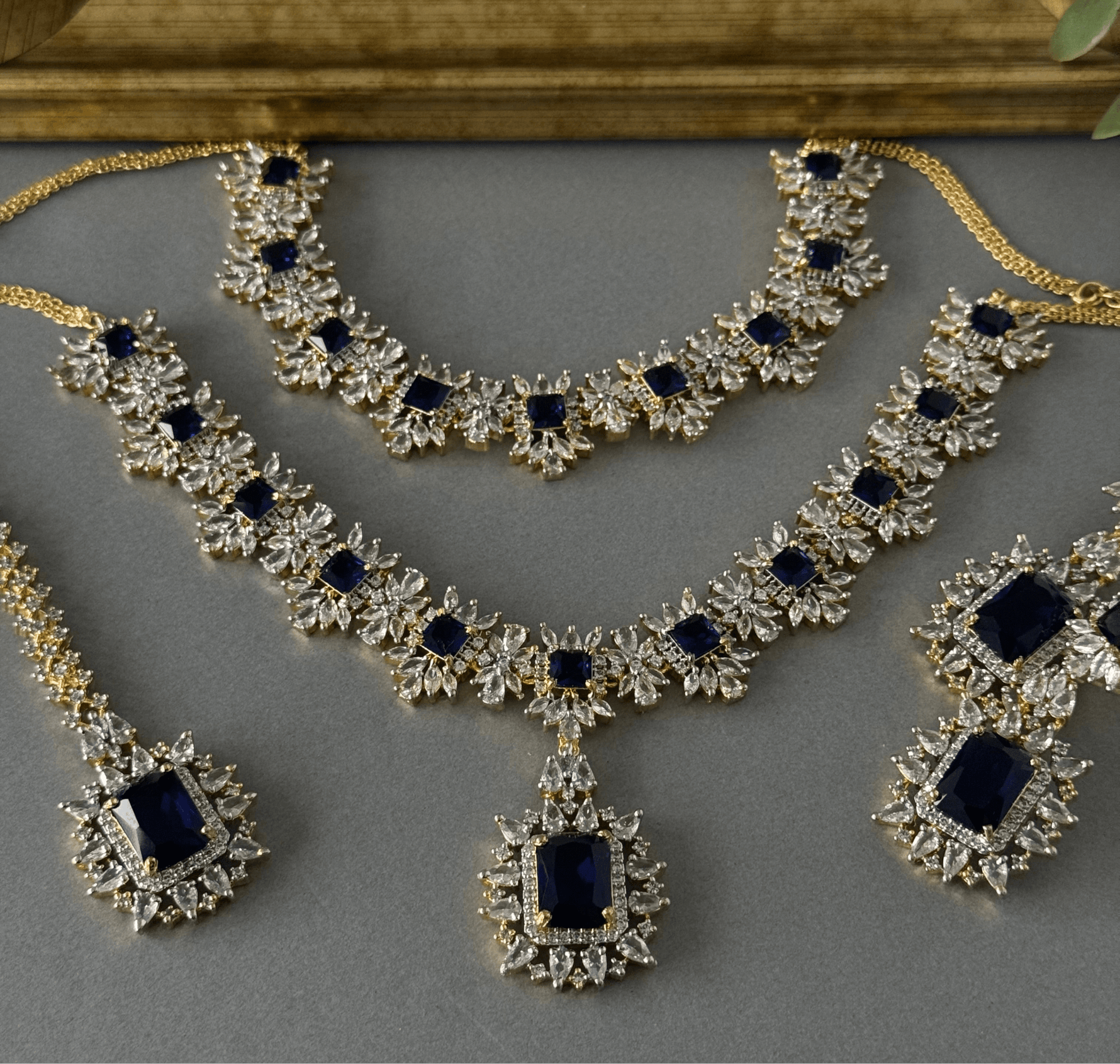 Double Diamond Set - Two Tone Sapphire - nk collection