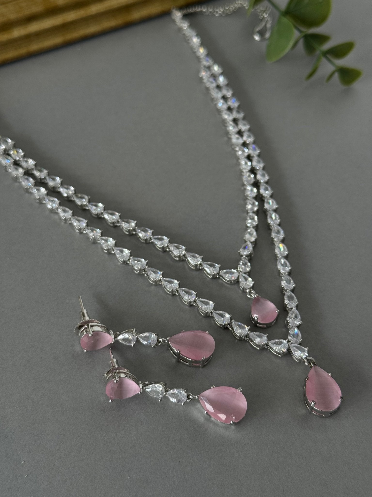 Double Drop Diamond Set - Pink - nk collection