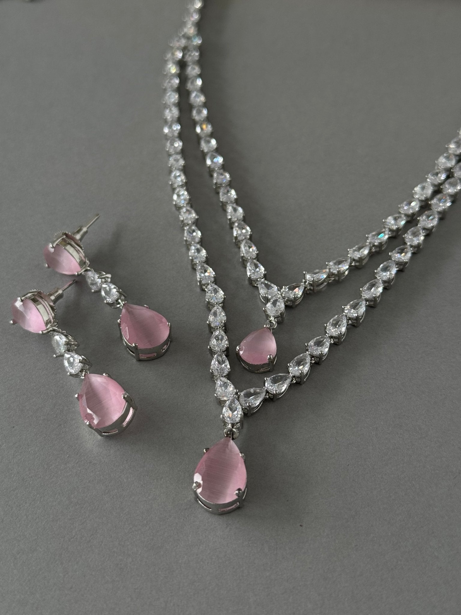 Double Drop Diamond Set - Pink - nk collection