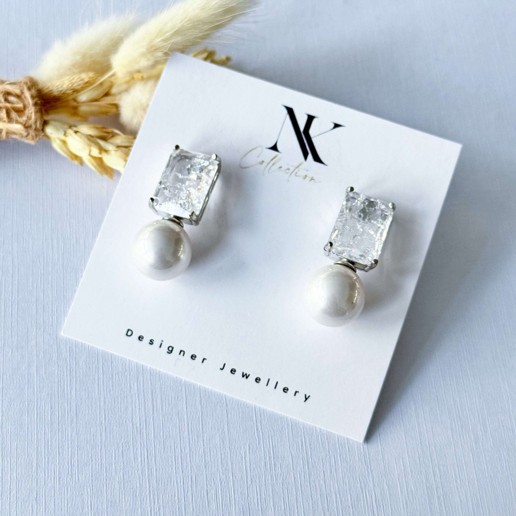 Doublet Stone Pearl Drop – Clear - nk collection