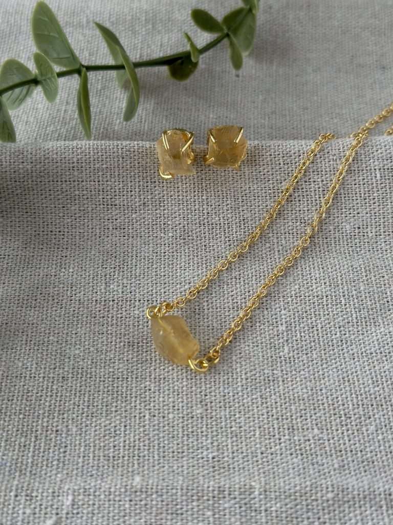 ESK Citrine Gemstone Pendant Set - nk collection