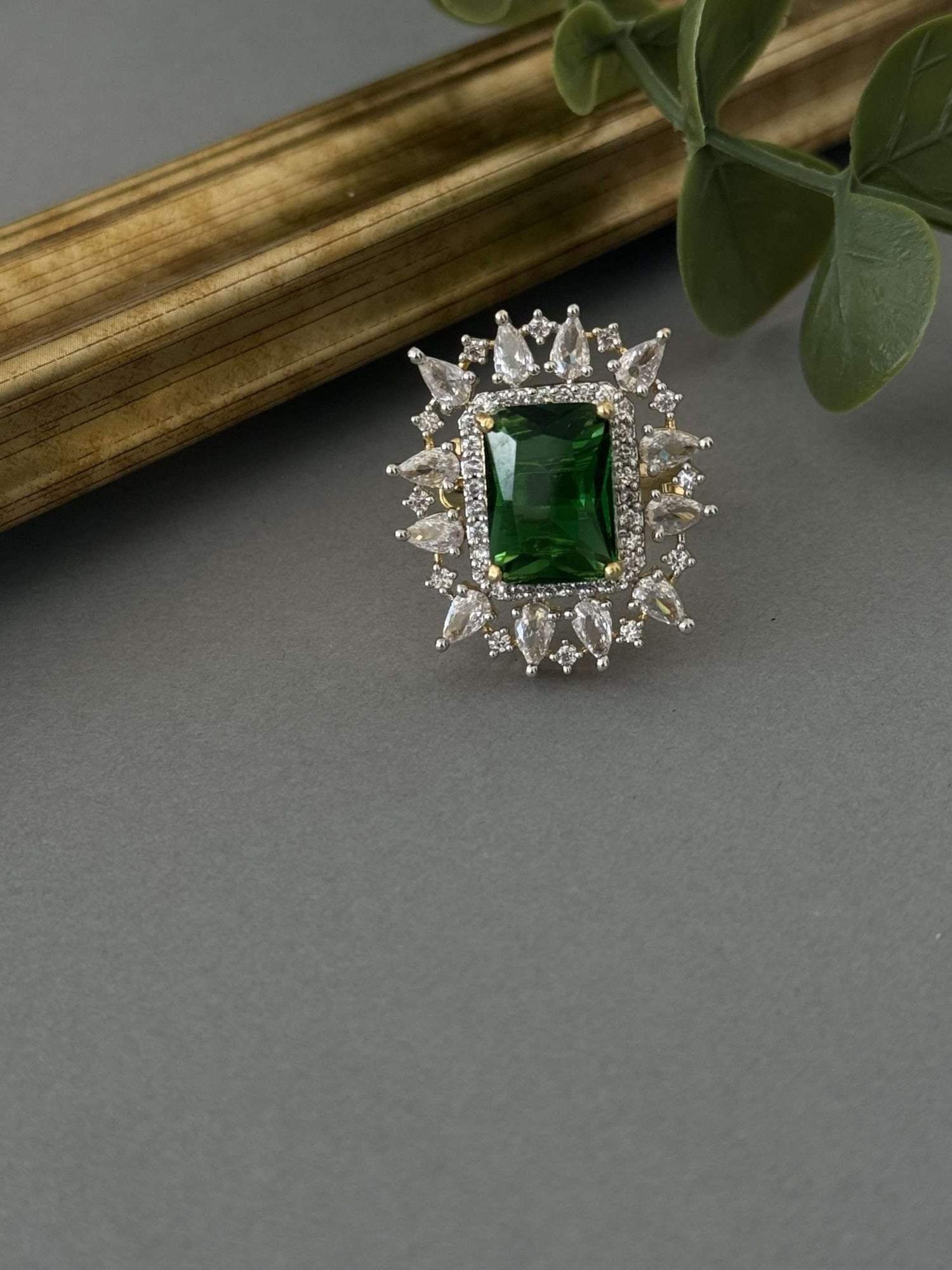 Two Tone Emerald Ring