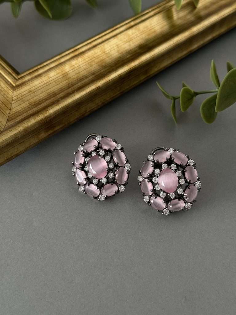 Oxidised Studs – Pink