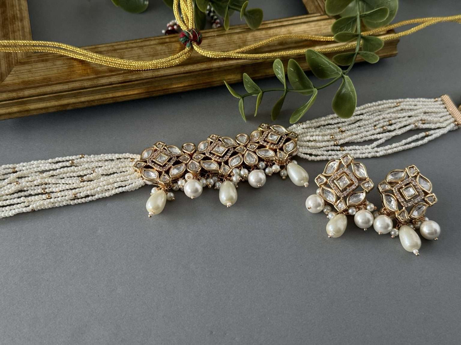 Pearl Zircon Choker Set