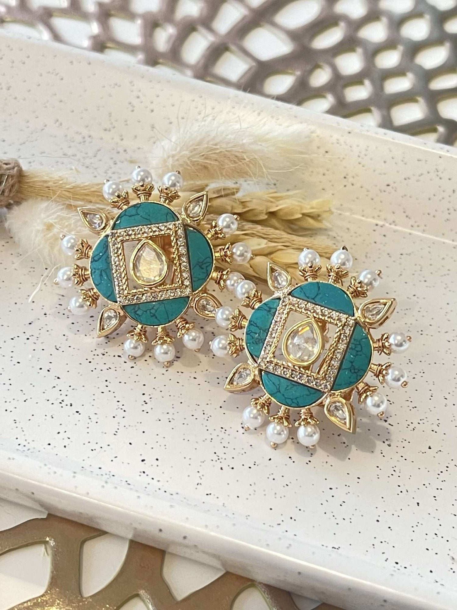 Turquoise Pearl Stud