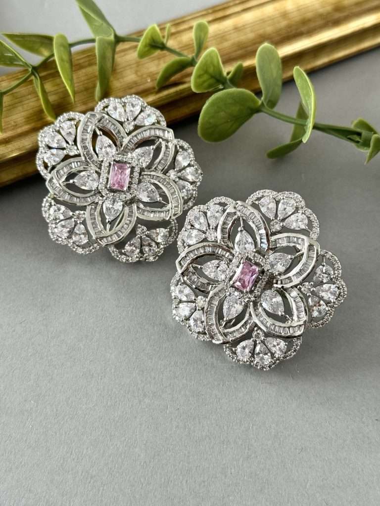 Silver Flower Statement Studs