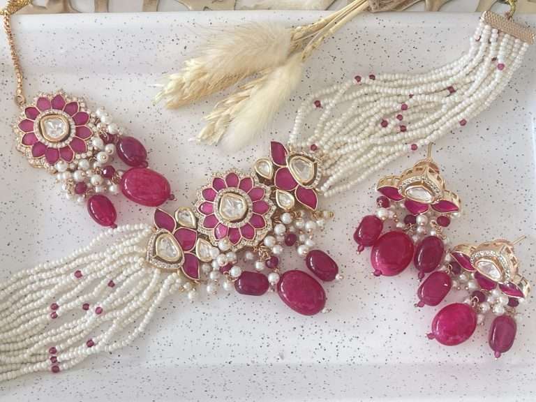 Ruby Pearl Choker Set