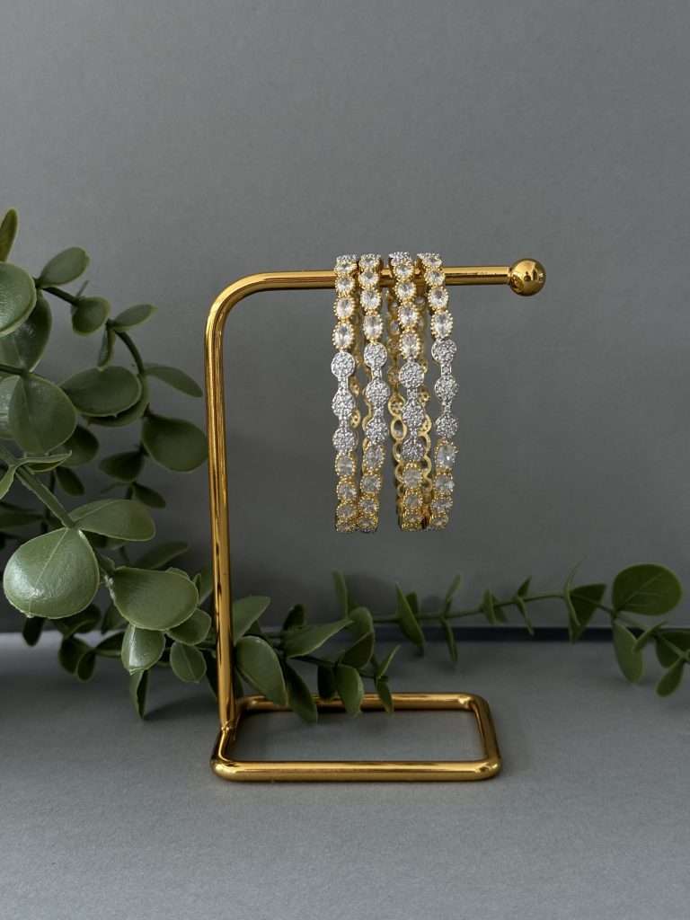 Zircon Two Tone Bangle Set