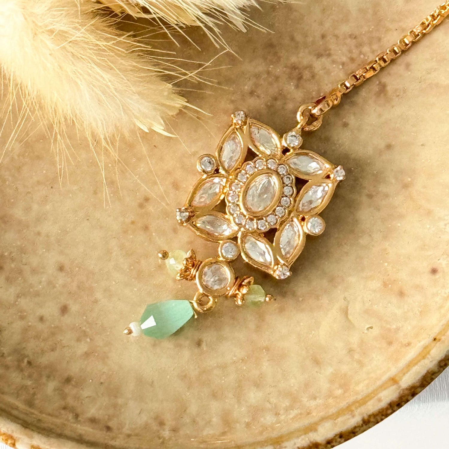 Lara Square Jhumke Set – Mint