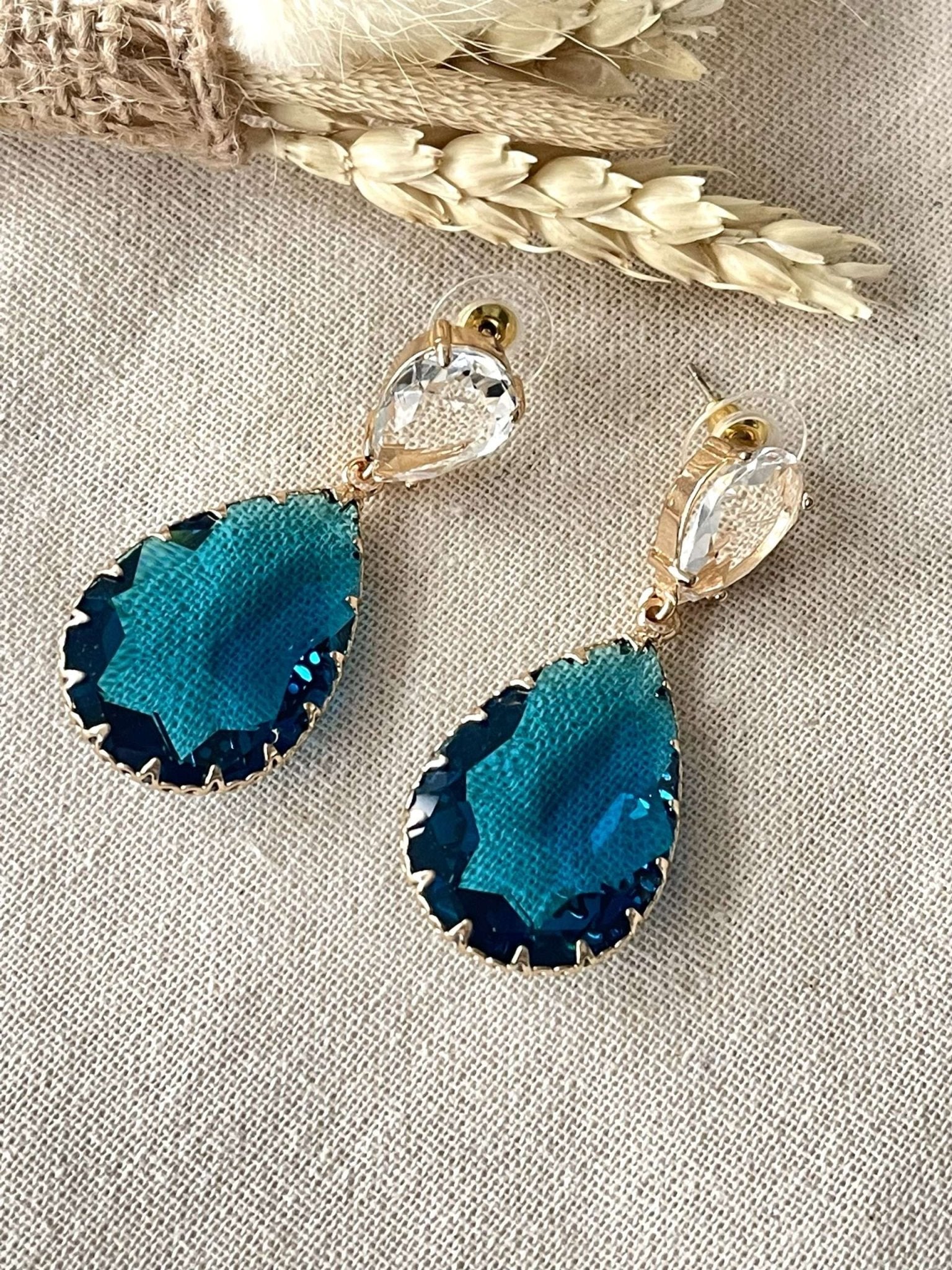 Iridescent Pear Drops – Teal Blue - nk collection