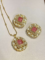 Kundan Pendant Set – Pink - nk collection