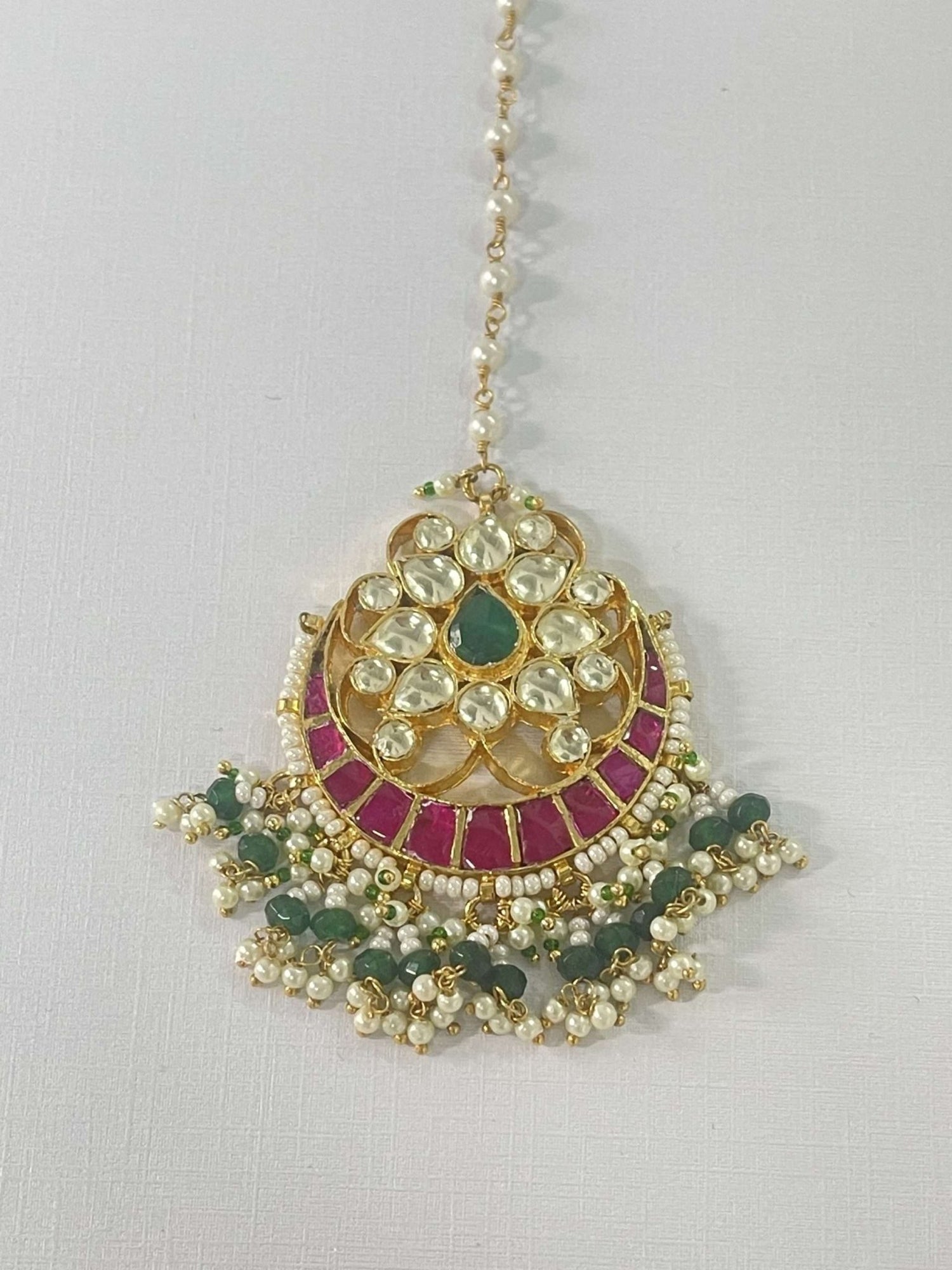 Kundan Ruby Green Tikka - nk collection