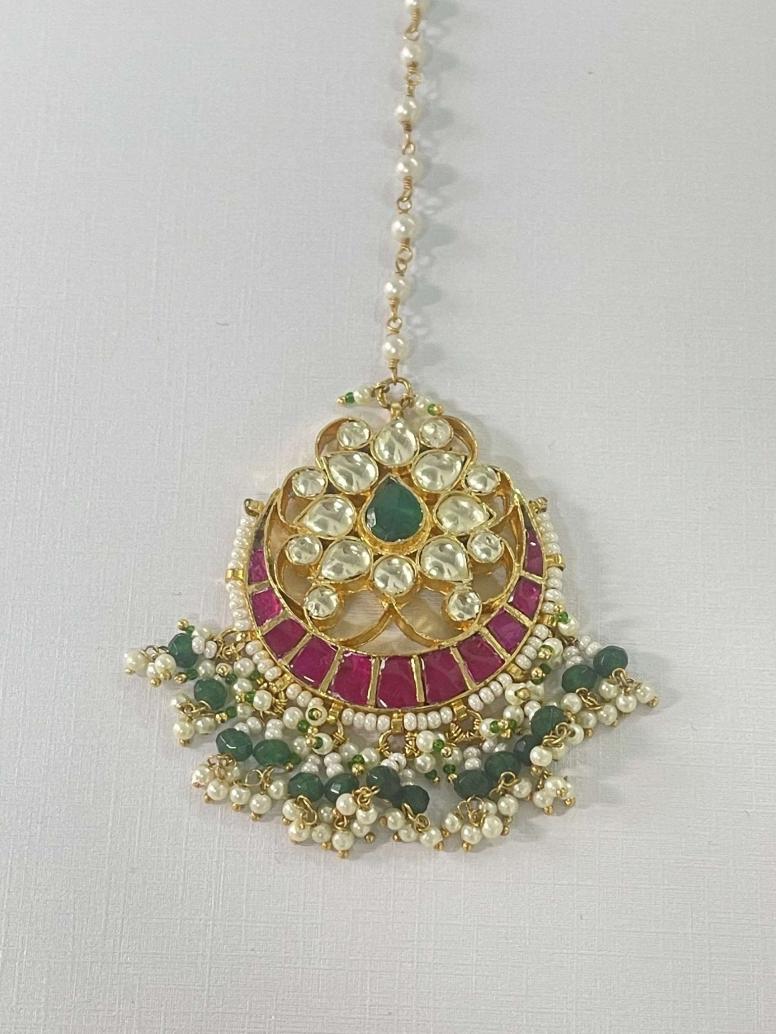 Kundan Ruby Green Tikka - nk collection