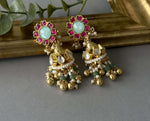 Kundan Small Jhumki – Mint Ruby - nk collection