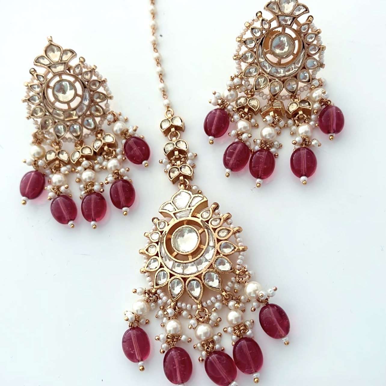 Kundan Tops and Tikka – Ruby - nk collection