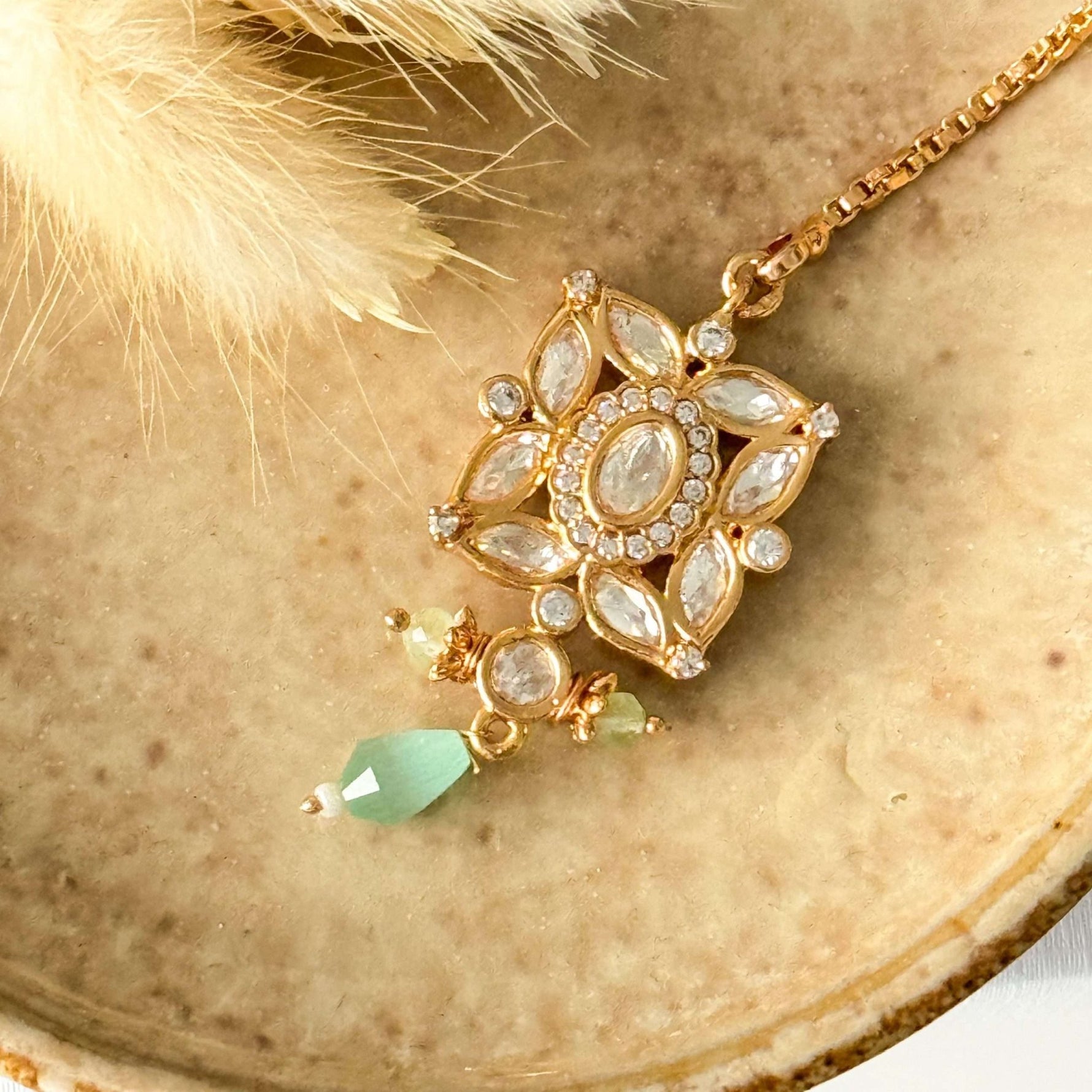Lara Square Jhumke Set – Mint - nk collection