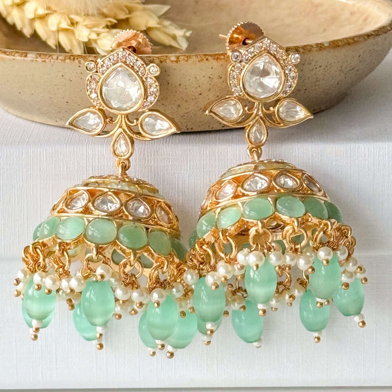 Maha Jhumke Set - Mint - nk collection