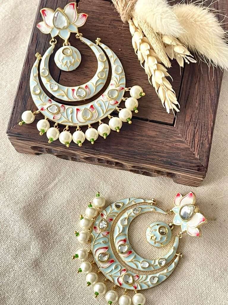 MeenaKari Bali – Grey Blue - nk collection